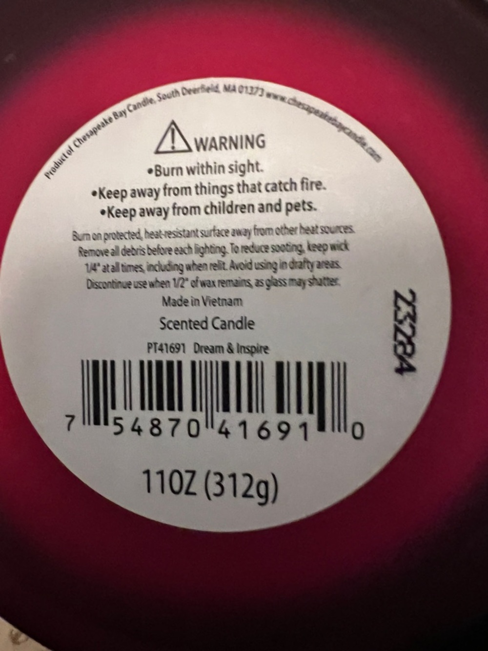 Chesapeake Bay Dream + Inspire 3-Wick Candle | Raspberry Coconut - Picture 4 of 4